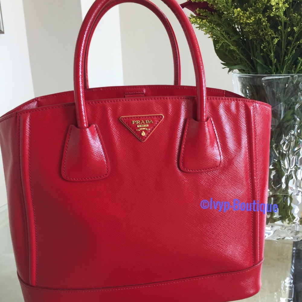 Prada Red Saffiano Tote - Picture 2 of 10